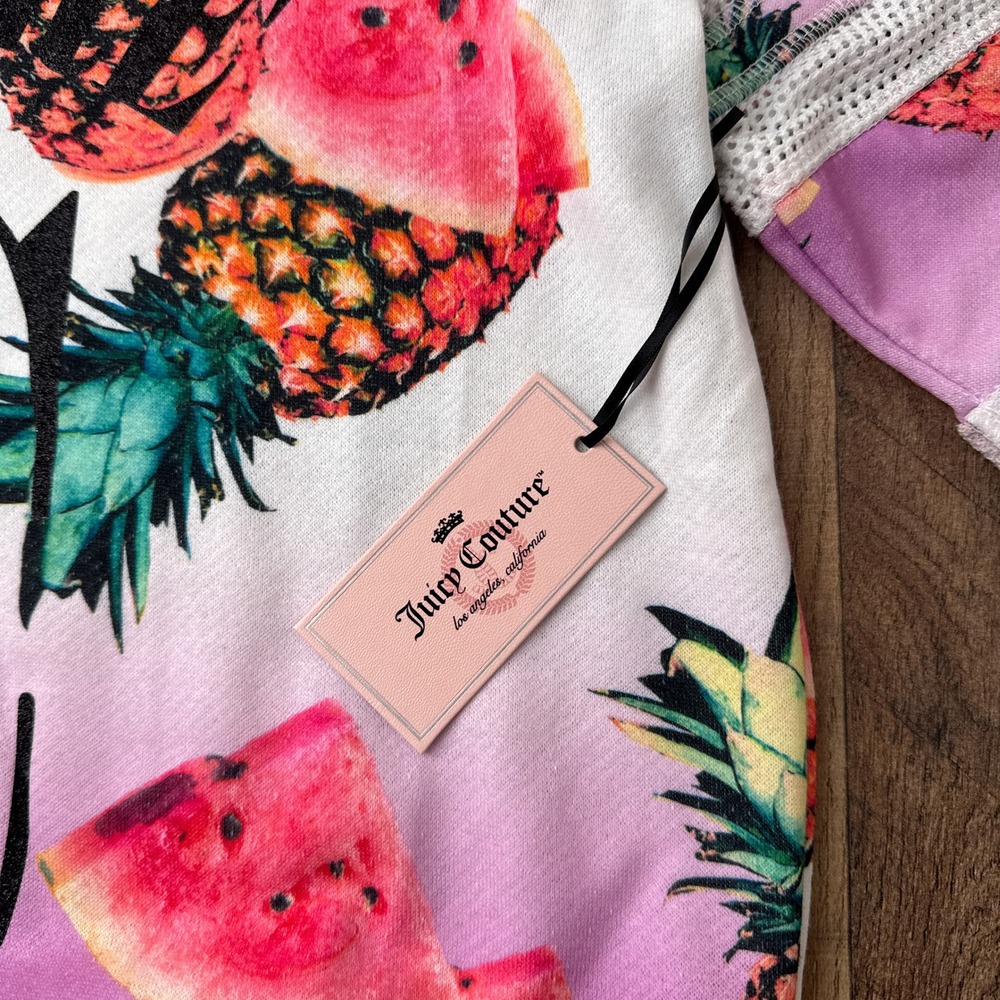 Juicy Couture Sweatshirt Top Pineapple Watermelon Short Sleeve Womens Large - Picture 4 of 10